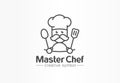 Master chef creative symbol concept. Cook mustache and hat, cafe menu, restaurant kitchen abstract business logo. Baker Royalty Free Stock Photo