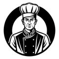 master chef with face vector art logo. Royalty Free Stock Photo