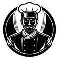 master chef with face vector art logo. Royalty Free Stock Photo