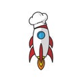 master chef rocket ship hat theme logo vector