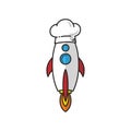 master chef rocket ship hat theme logo vector