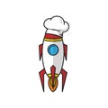 master chef rocket ship hat theme logo vector