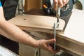 Master clamps the workpiece with a dvp clamp to the workbench