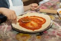 Master class for children on cooking Italian pizza