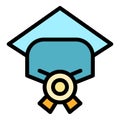 Master degree icon color outline vector