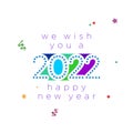 Happy new 2020 year! Elegant colorful text with light. Minimalistic template Royalty Free Stock Photo