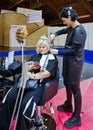 Master hairdresser conducts a master class on hair styling at a Beauty Exhibition in Riga