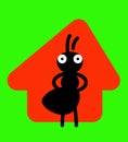 Master of the house. Serious ant and his home. Logo template. Royalty Free Stock Photo