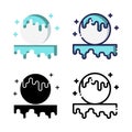 Ice Snowball Sphere Icon Set Logo Winter