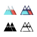 Mountains Peak Icon Set Logo Winter Holidays