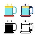 Glass Tea Coffee Icon Set Logo Winter Holidays