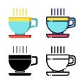 Cup Tea Coffee Warm Icon Set Logo Winter Holidays