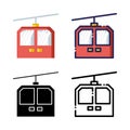 Cable Car Cabin Icon Set Logo Winter Holidays