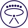 Master icon. A simple outline sign of an abstract karate belt inside a circle