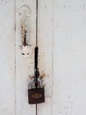 Master key and handle on white door