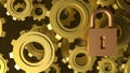 The Master key lock and Gears for security concept 3d Rendering Royalty Free Stock Photo