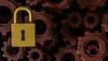 The Master key lock and Gears for security concept 3d Rendering Royalty Free Stock Photo