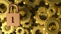 The Master key lock and Gears for security concept 3d Rendering Royalty Free Stock Photo