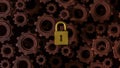 The Master key lock and Gears for security concept 3d Rendering Royalty Free Stock Photo