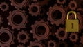 The Master key lock and Gears for security concept 3d Rendering Royalty Free Stock Photo