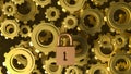 The Master key lock and Gears for security concept 3d Rendering Royalty Free Stock Photo