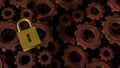 The Master key lock and Gears for security concept 3d Rendering Royalty Free Stock Photo