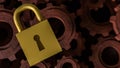 The Master key lock and Gears for security concept 3d Rendering Royalty Free Stock Photo