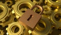 The Master key lock and Gears for security concept 3d Rendering Royalty Free Stock Photo