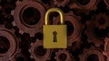 The Master key lock and Gears for security concept 3d Rendering Royalty Free Stock Photo