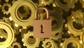 The Master key lock and Gears for security concept 3d Rendering Royalty Free Stock Photo