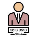 Master lawyer icon color outline vector