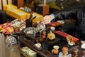 Master-man holding a tea ceremony. Eastern traditions Royalty Free Stock Photo