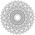 Simple Mandala Circle Coloring book pages for Adult Children Indian antistress medallion White background black outline Vector Royalty Free Stock Photo