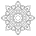 Simple Mandala Circle Coloring book pages for Adult Children Indian antistress medallion White background black outline Vector