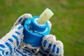 The master plumber is holding a broken faucet cartridge or water tap cartridge. Plumbing Repair. Deterioration of parts of the Royalty Free Stock Photo