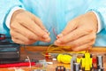 Master repairing electronic components in service workshop Royalty Free Stock Photo
