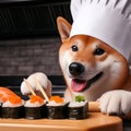 master sushi chef shiba inu dog