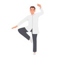 Master tai chi performs warm-up before the performance Royalty Free Stock Photo