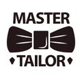 Master tailor logotype with man butterfly tie on white