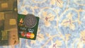 MasterCard bank card and half dollar coin