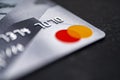 MasterCard credit card, silver digits and colorful logotype Royalty Free Stock Photo