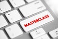 Masterclass text button on keyboard, concept background Royalty Free Stock Photo