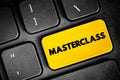 Masterclass text button on keyboard, concept background Royalty Free Stock Photo