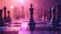 A masterful chessboard displaying a king piece, embodying strategy and triumph in dramatic light Royalty Free Stock Photo