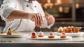 Masterful Dessert Creation: Chef\'s Culinary Delights in a Professional Kitchen. created with Generative AI