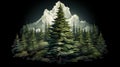 Masterful Shading: Darkly Detailed Swiss Realism Illustration Of Fir Landscape