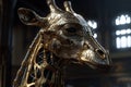 Realistic Giraffe Head: Stunning 3D Details and Cinematic Lighting on Rococo Background