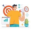 Mastering Niche Marketing. Flat vector illustration