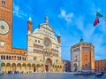 Panorama of iconic Piazza del Comune of Cremona, Italy Royalty Free Stock Photo