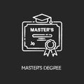 Masters degree chalk white icon on black background